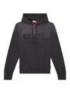 Diesel Hooded Sweatshirt With Brushed Texture And Bold Logo In Blue