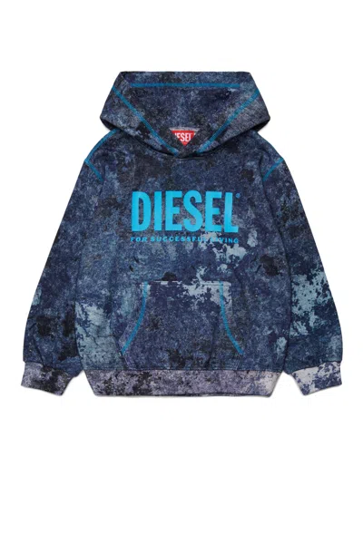 Diesel Kids' Hoodie Sweatshirt With Logo In Blue