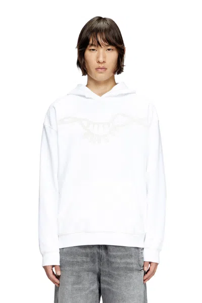 Diesel Hoodie With Charm Necklace Print In White