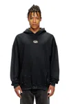Diesel Hoodie With Cut-out Metal Oval D In Black