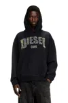 Diesel Hoodie With Destroyed-effect Logo Print In Black