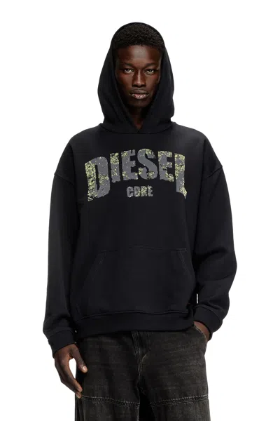 DIESEL HOODIE WITH DESTROYED-EFFECT LOGO PRINT