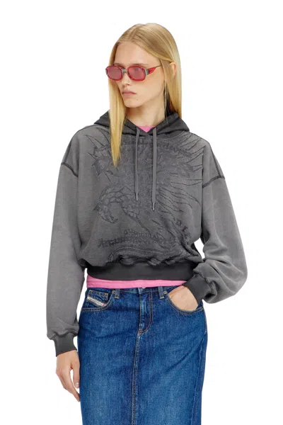 Diesel Hoodie With Dévoré Print In Black