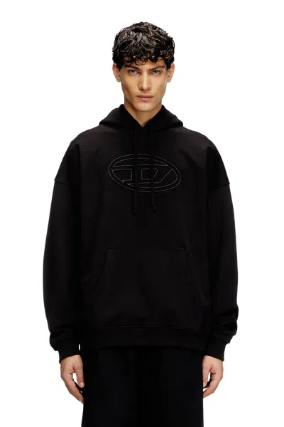 Diesel S-ummer Bigoval Biologic Cotton Sweatshirt With Frontal Oval-d Logo In Black