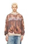 Diesel Hoodie With Graffiti Print In Gold