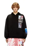 Diesel Graphic Print Hooded Sweater Kangaroo Pocket In Black