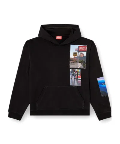 DIESEL PATCHWORK-PRINT HOODIE