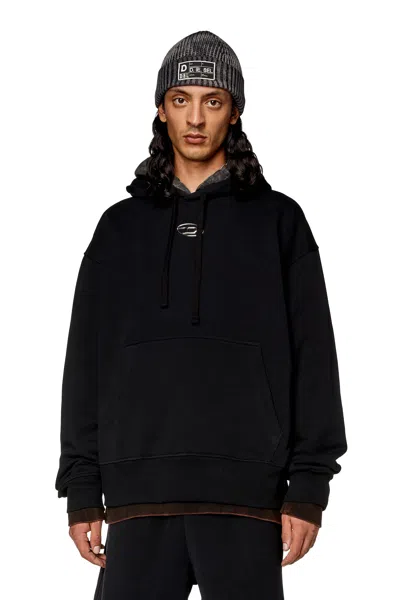 DIESEL HOODIE WITH METALLIC LOGO