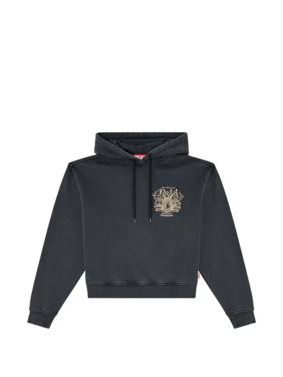 Diesel Hoodie With Prints And Rhinestone Studs In Multi