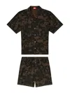 Diesel Horien Patterned Pyjama Set In Brown