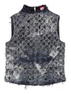 Diesel Houndstooth Denim Vest In Blue