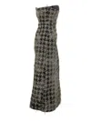 Diesel Long Pied De Poule Bustier Dress In Black