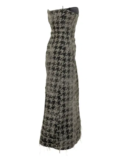 DIESEL HOUNDSTOOTH FRAYED DRESS