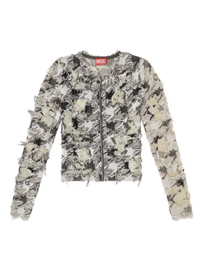 DIESEL DIESEL HOUNDSTOOTH JACQUARD CARDIGAN