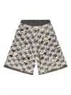Diesel Houndstooth-jacquard Knee-length Shorts In Black