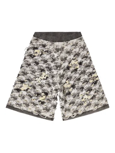 Diesel Houndstooth-jacquard Knee-length Shorts In Black
