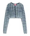 Diesel Long Sleeve Cropped Houndstooth Top In Blue