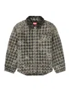 Diesel Houndstooth-pattern Frayed-edges Denim Jacket In Black