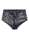 Diesel Houndstooth Tie-dye Frayed Denim Shorts In Blue