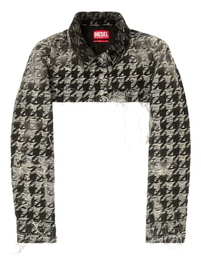 DIESEL HOUNDSTOOTH-WEAVE DENIM SHRUG
