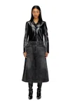 Diesel Hybrid Coat In Denim And Leather In Black