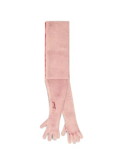 Diesel Hybrid Glove-scarf In Two-tone Wool In White