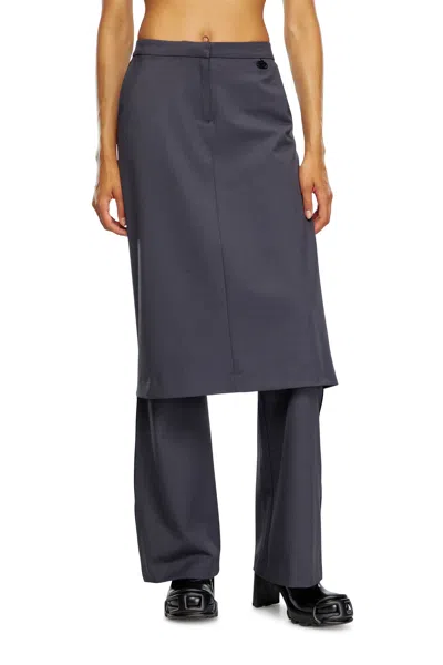 Diesel Hybrid Skirt-pants In Wool Blend In Gray