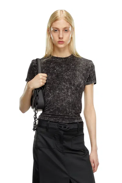Diesel Hybrid T-shirt In Jersey And Satin In Black