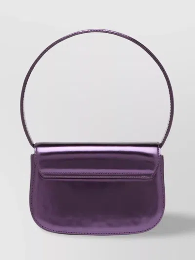 Diesel Iconic Mirrored Leather Shoulder Bag In Black