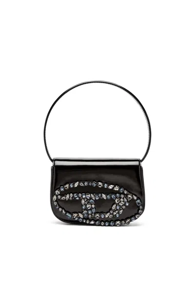 Diesel Iconic Shoulder Bag In Mirror Leather In Black