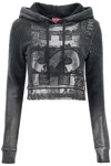 Diesel Cropped Fit F-slimmy-p6 Hoodie With Metallic Effect Print In Black