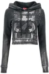 Diesel Cropped Fit F-slimmy-p6 Hoodie With Metallic Effect Print In Black