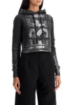 Diesel Cropped Fit F-slimmy-p6 Hoodie With Metallic Effect Print In Black