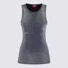 Diesel Ribbed Sleeveless Tank Top With Faded Effect In Blue