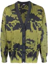 Diesel Relaxed Fit V-neck Cardigan With Unique Pattern In Schwarz