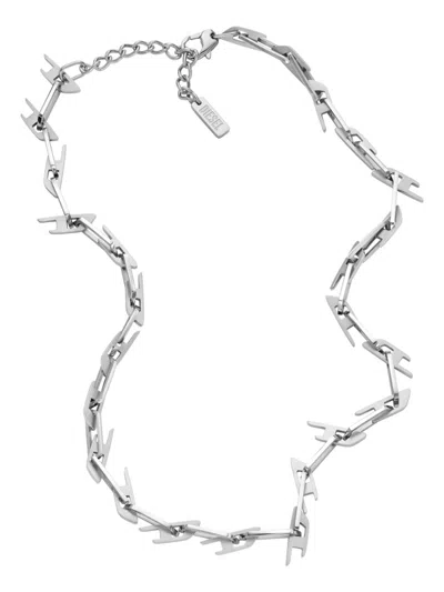 Diesel Interlocking D Logo Necklace In Silver