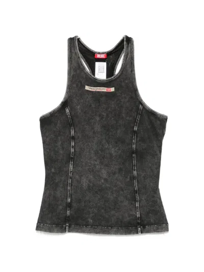 Diesel Irene Acid-wash Logo-patch Top In Animal Print