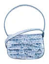 Diesel Croco-embossed Leather 1dr Shoulder Bag In Blue