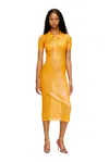 Diesel Iridescent Knit Polo Dress With Lotus Print In Orange