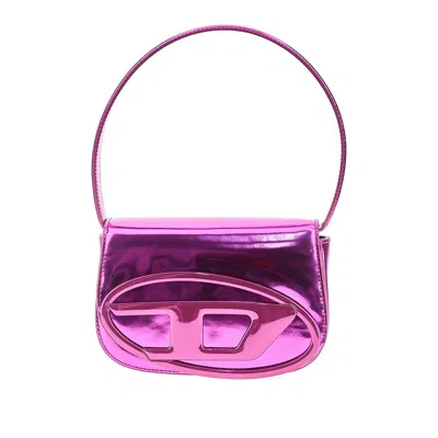 Diesel Irrored Leather 1dr Shoulder Bag In Pink