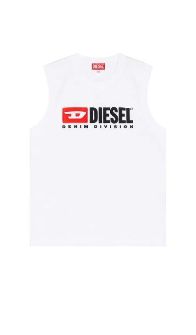 Diesel T-isco-div Cotton Tank Top In White