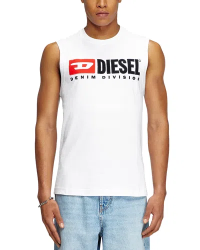 Diesel T-isco-div Cotton Tank Top In White