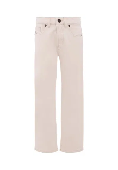 Diesel Kids' Ivory Jeans For Boy With Logo In White