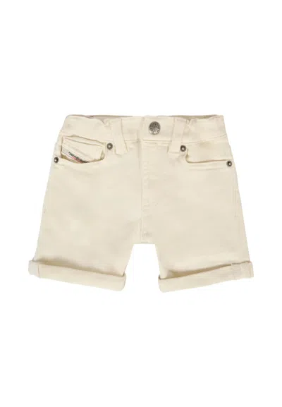 Diesel Ivory Shorts For Babykids With Logo In Brown
