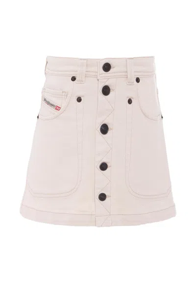 Diesel Kids' Ivory Skirt For Girl With Logo In Neutral