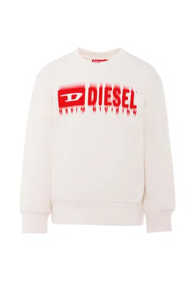 Diesel Kids' Ivory Sweatshirt For Boy With Logo In White
