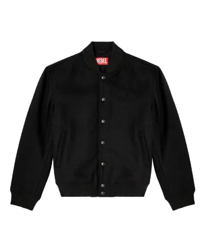 Diesel Bomber Jacket With Embroidered Logo In Black