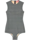 Diesel Bodysuit In Checked Bonded Jersey
