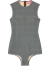 Diesel Bodysuit In Checked Bonded Jersey In 93ra