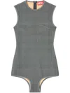 Diesel Bodysuit In Checked Bonded Jersey In 93ra
